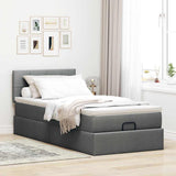 Cadre de lit ottoman avec matelas gris foncé 80x200 cm tissu