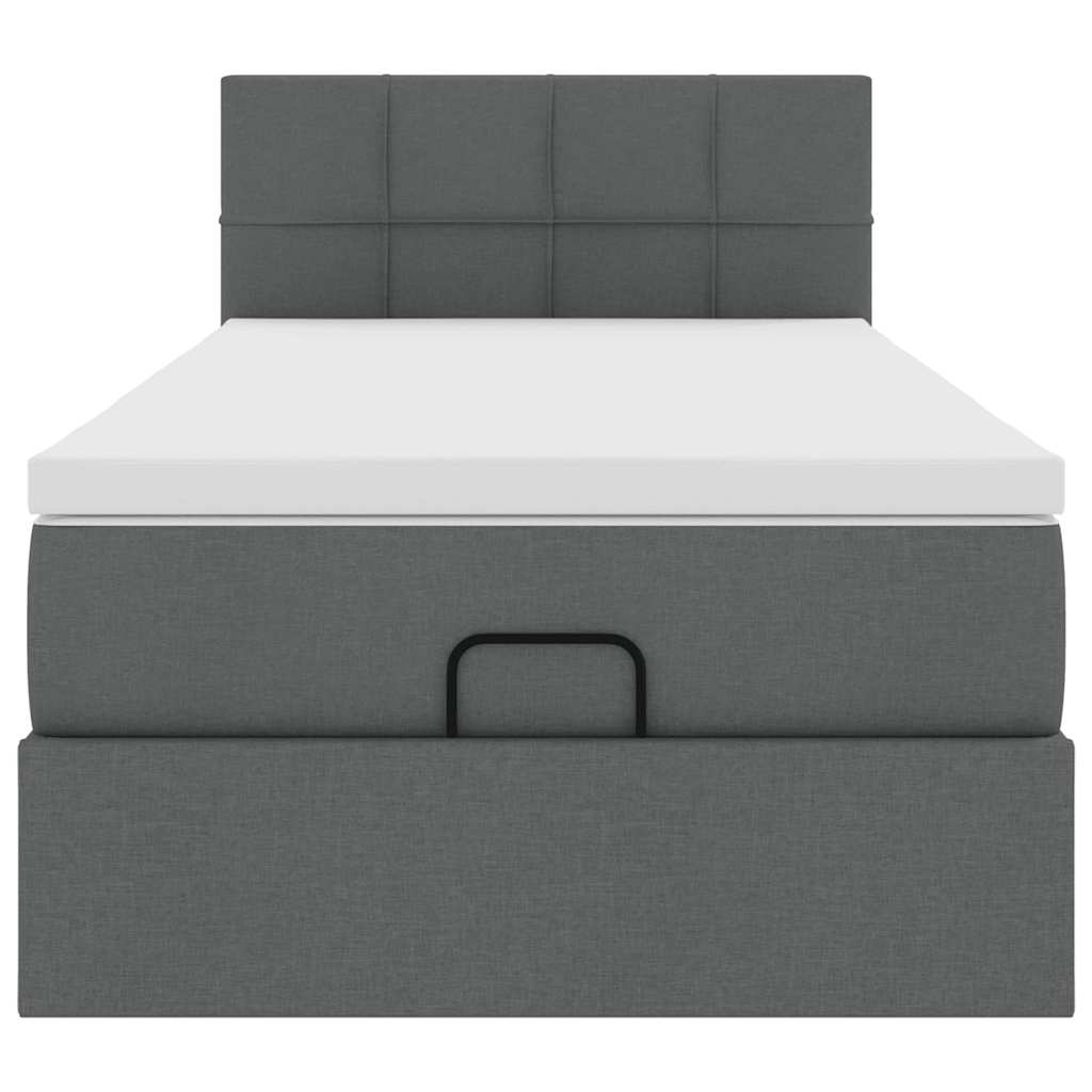 Cadre de lit ottoman avec matelas gris foncé 80x200 cm tissu