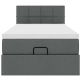 Cadre de lit ottoman avec matelas gris foncé 80x200 cm tissu