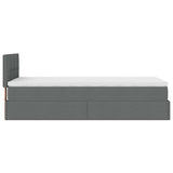 Cadre de lit ottoman avec matelas gris foncé 80x200 cm tissu