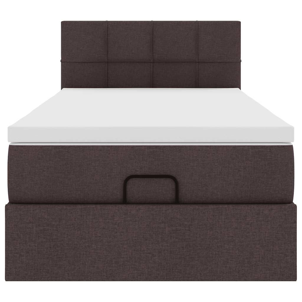 Cadre de lit ottoman avec matelas marron foncé 80x200 cm tissu