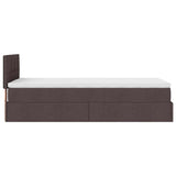 Cadre de lit ottoman avec matelas marron foncé 80x200 cm tissu