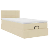 Cadre de lit ottoman avec matelas crème 80x200 cm tissu