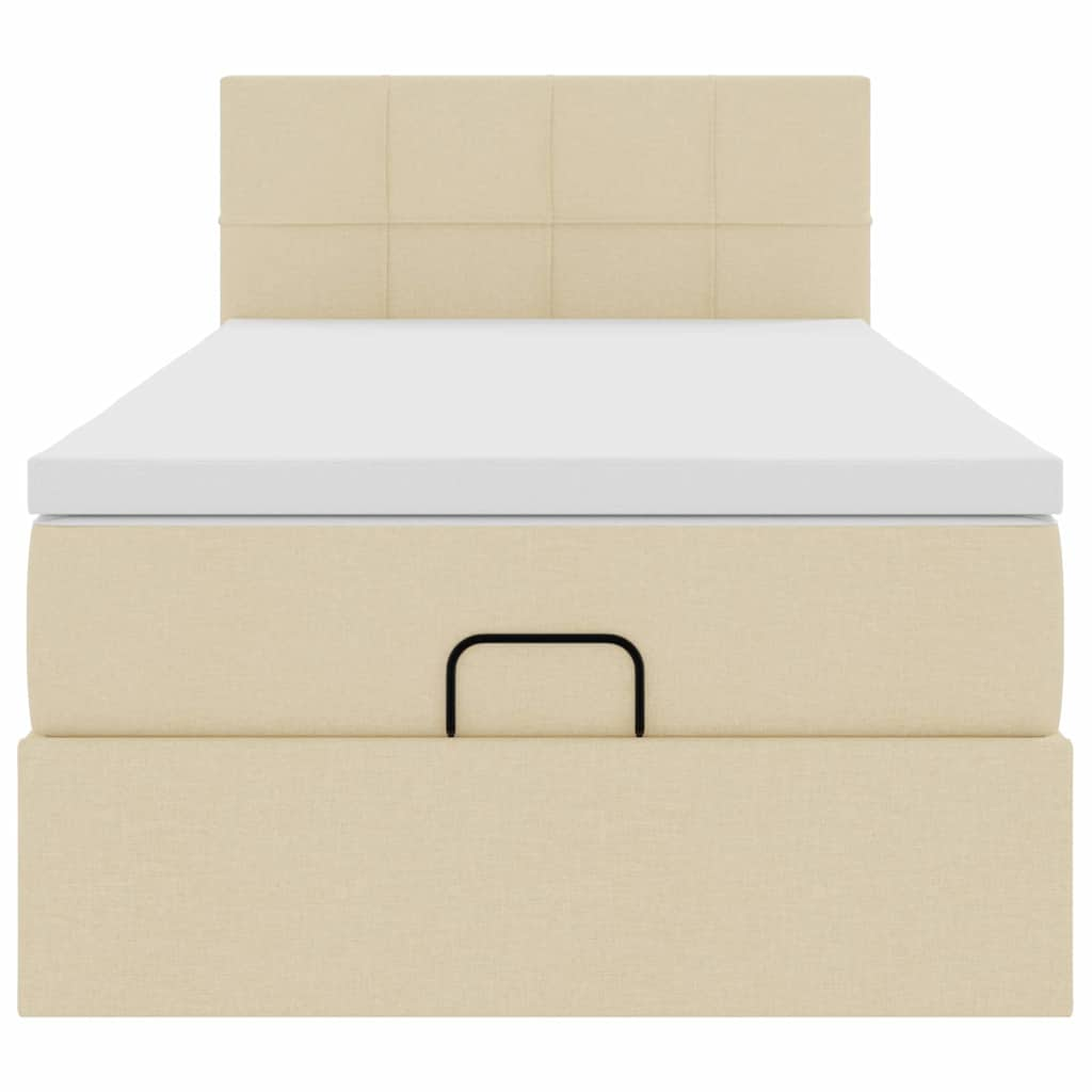 Cadre de lit ottoman avec matelas crème 80x200 cm tissu