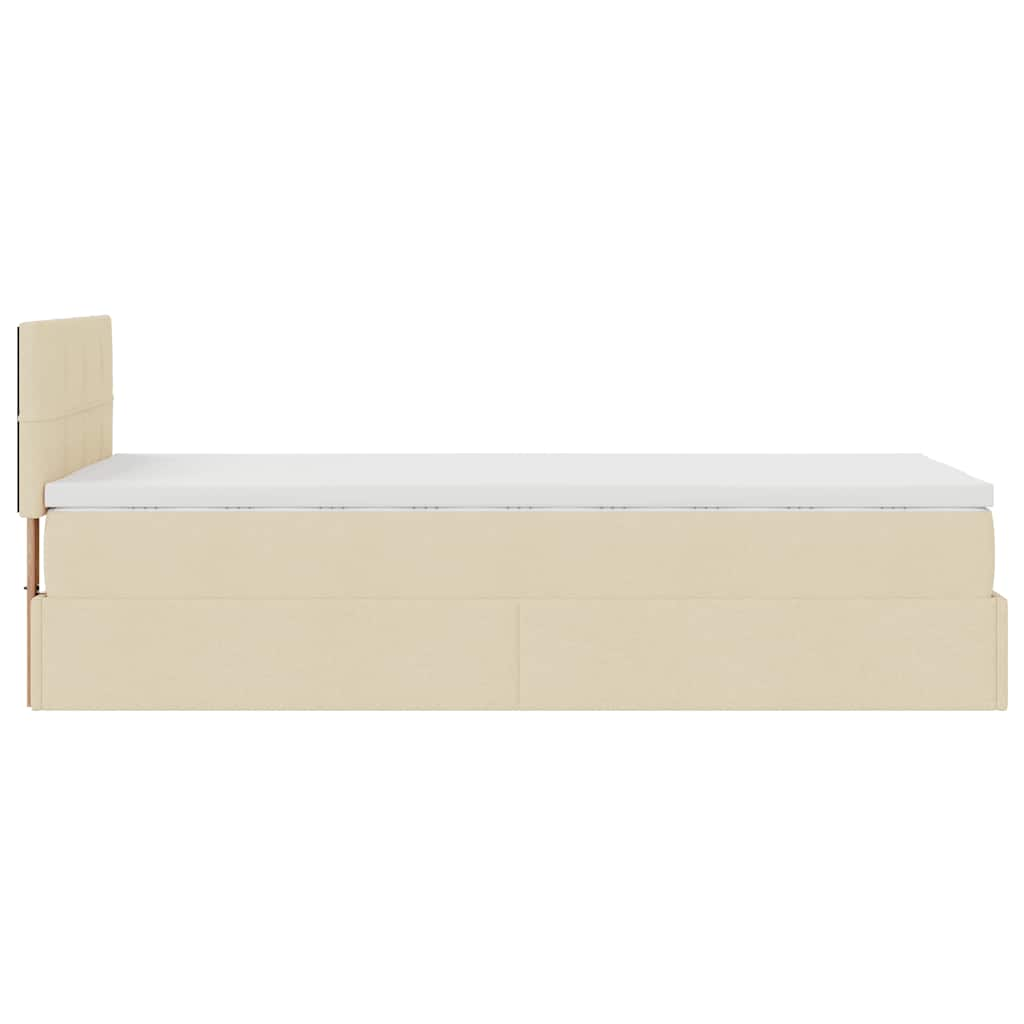 Cadre de lit ottoman avec matelas crème 80x200 cm tissu