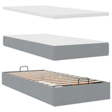 Cadre de lit ottoman et matelas gris clair 90x190 cm tissu