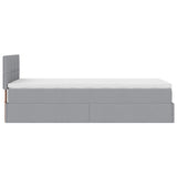 Cadre de lit ottoman et matelas gris clair 90x190 cm tissu