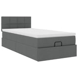 Cadre de lit ottoman avec matelas gris foncé 90x190 cm tissu