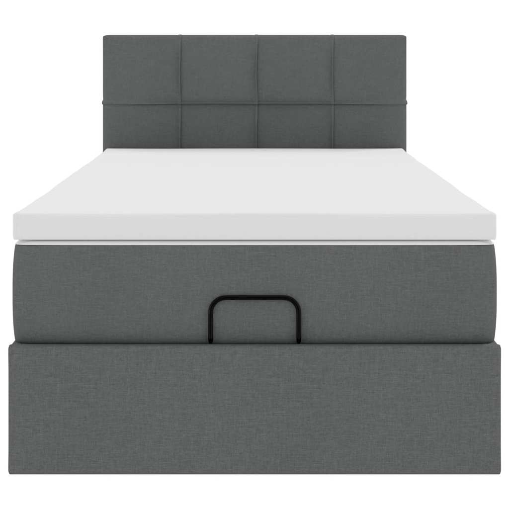 Cadre de lit ottoman avec matelas gris foncé 90x190 cm tissu