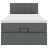 Cadre de lit ottoman avec matelas gris foncé 90x190 cm tissu