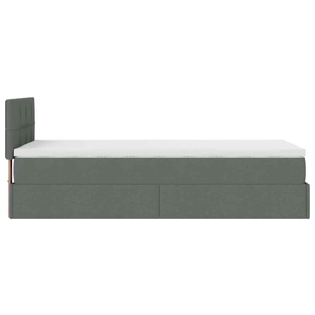 Cadre de lit ottoman avec matelas gris foncé 90x190 cm tissu