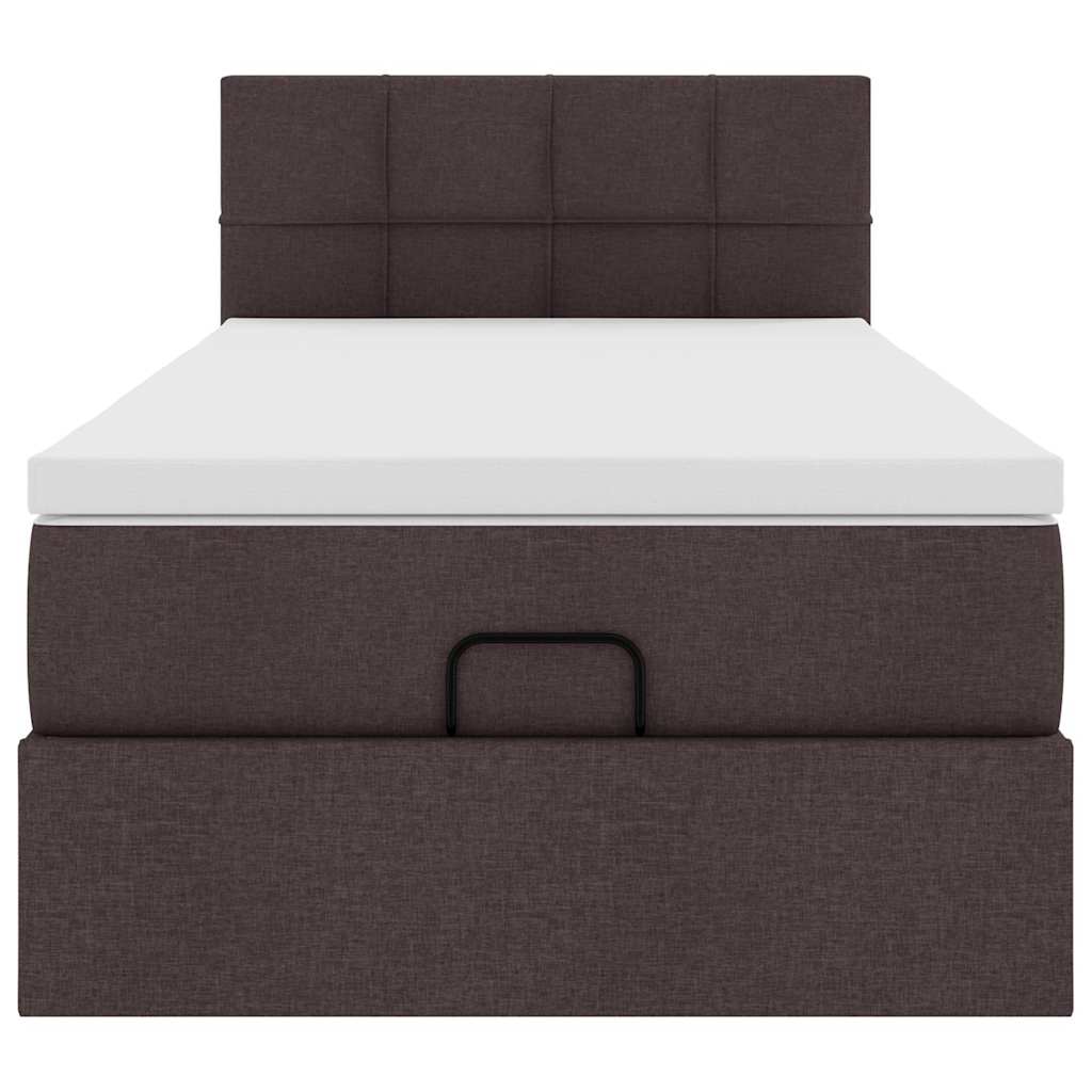 Cadre de lit ottoman avec matelas marron foncé 90x190 cm tissu