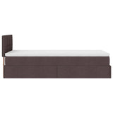 Cadre de lit ottoman avec matelas marron foncé 90x190 cm tissu