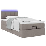 Ottoman bed with taupe mattress 90x200 cm fabric