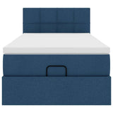 Ottoman bed with blue mattress 90x200 cm fabric