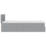 Lit ottoman avec matelas gris clair 100x200 cm tissu