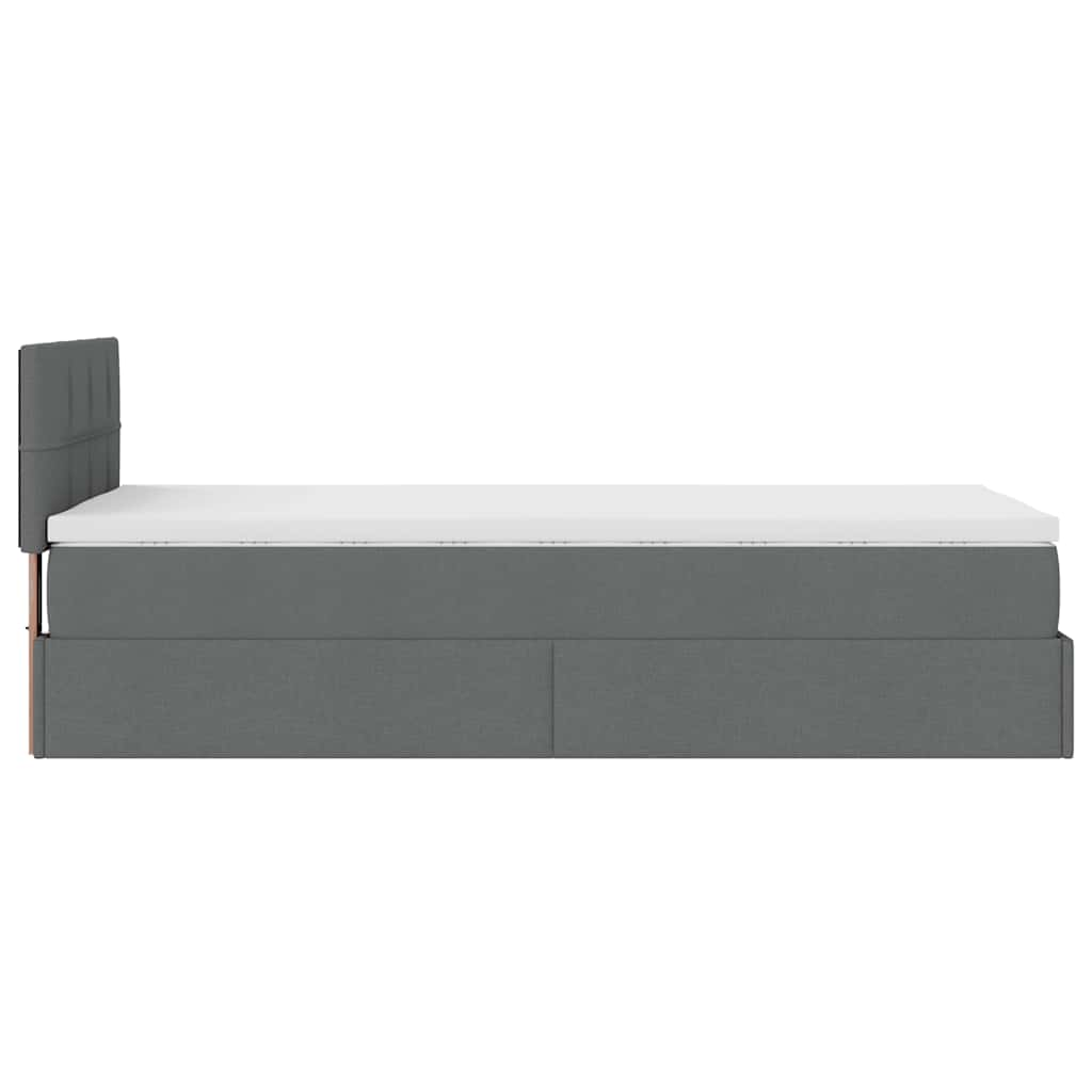 Cadre de lit ottoman avec matelas gris foncé 100x200 cm tissu