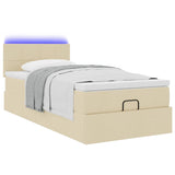 Lit ottoman avec matelas crème 100x200 cm tissu