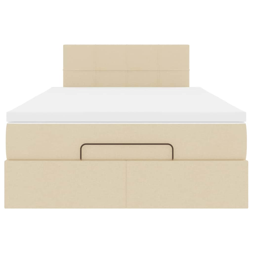 Cadre de lit ottoman avec matelas crème 120x190 cm tissu