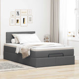 Ottoman bed with dark gray mattress 120x200 cm fabric