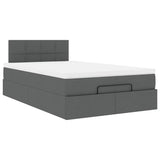 Ottoman bed with dark gray mattress 120x200 cm fabric