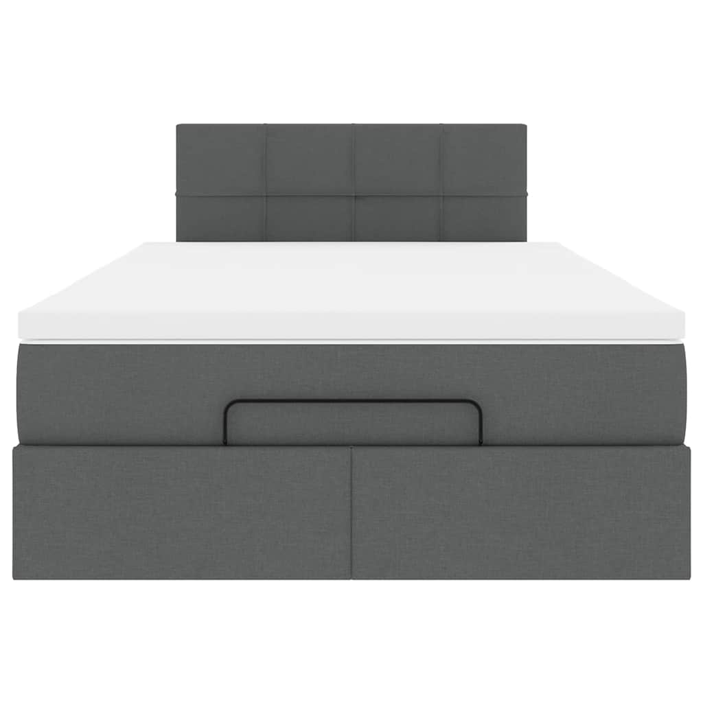 Ottoman bed with dark gray mattress 120x200 cm fabric