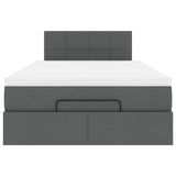 Ottoman bed with dark gray mattress 120x200 cm fabric