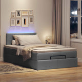 Ottoman bed with dark gray mattress 120x200 cm fabric