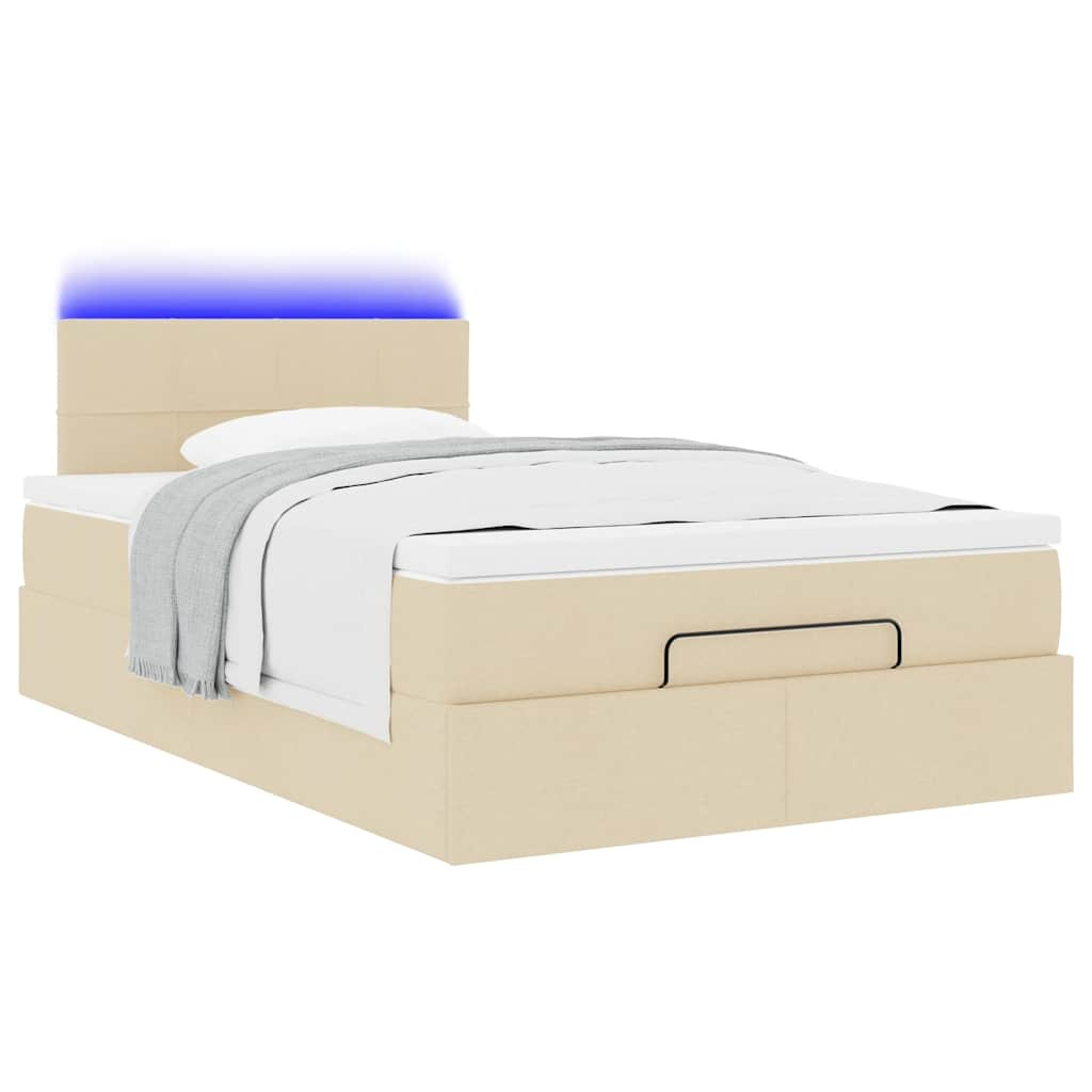 Cadre de lit ottoman avec matelas crème 120x200cm tissu