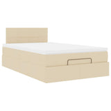 Cadre de lit ottoman avec matelas crème 120x200cm tissu