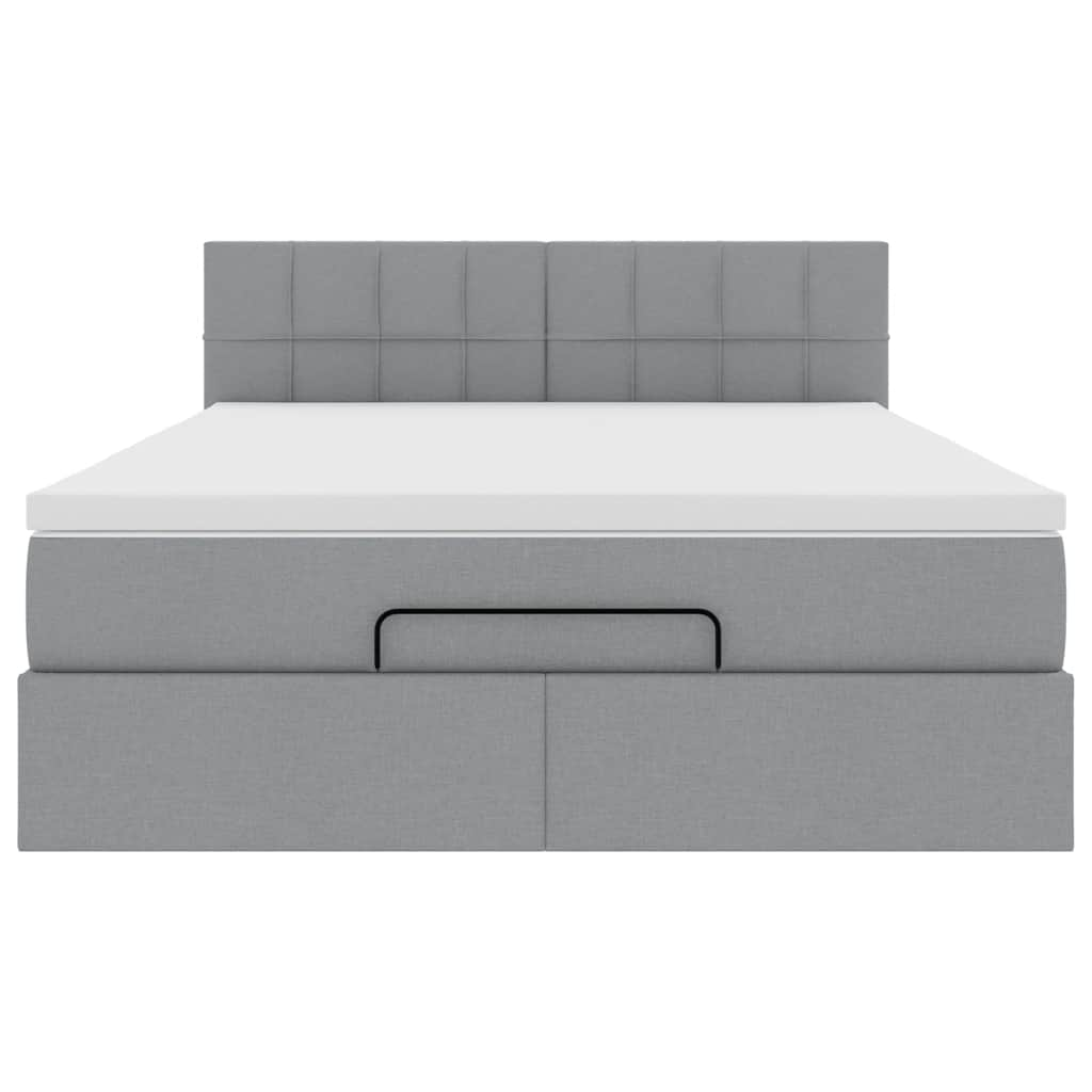 Lit ottoman avec matelas gris clair 140x190 cm tissu