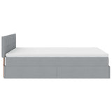 Lit ottoman avec matelas gris clair 140x190 cm tissu