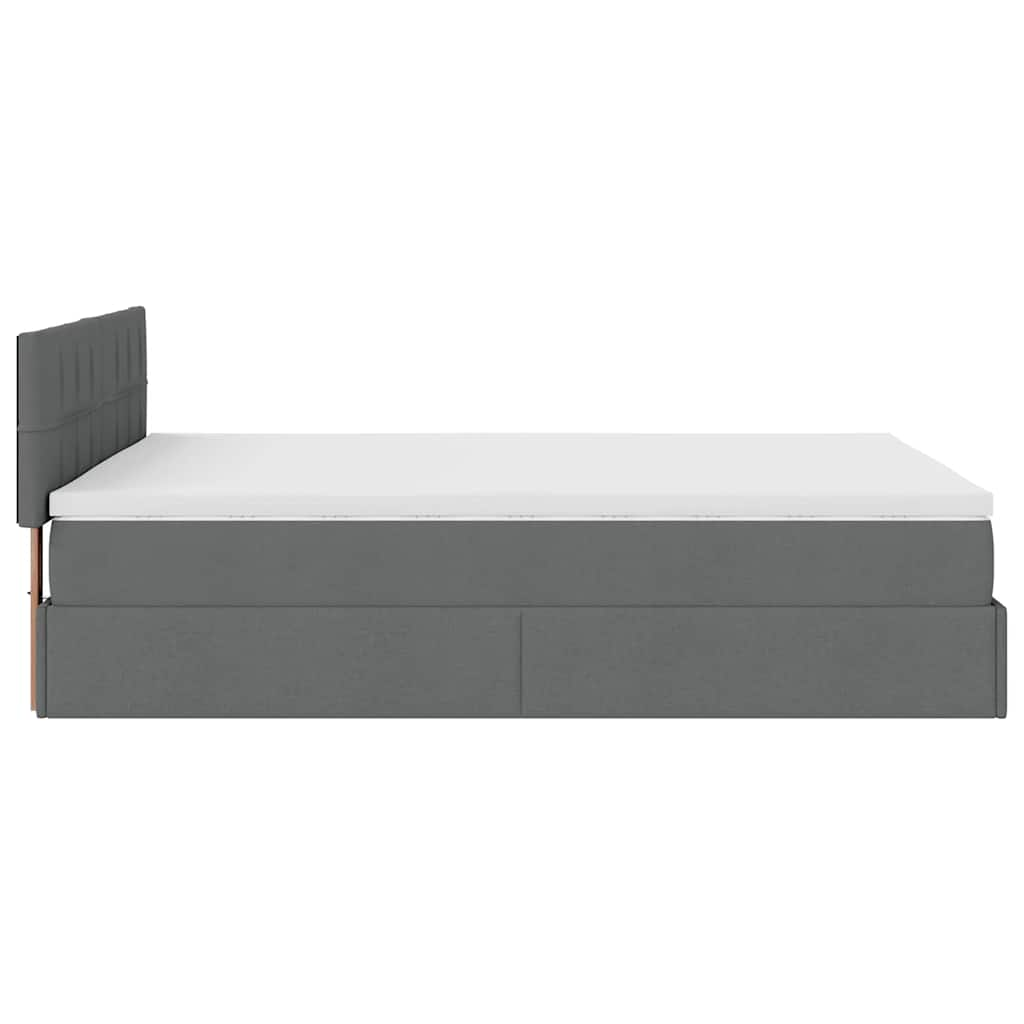 Lit ottoman avec matelas gris foncé 140x190 cm tissu