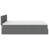 Lit ottoman avec matelas gris foncé 140x190 cm tissu