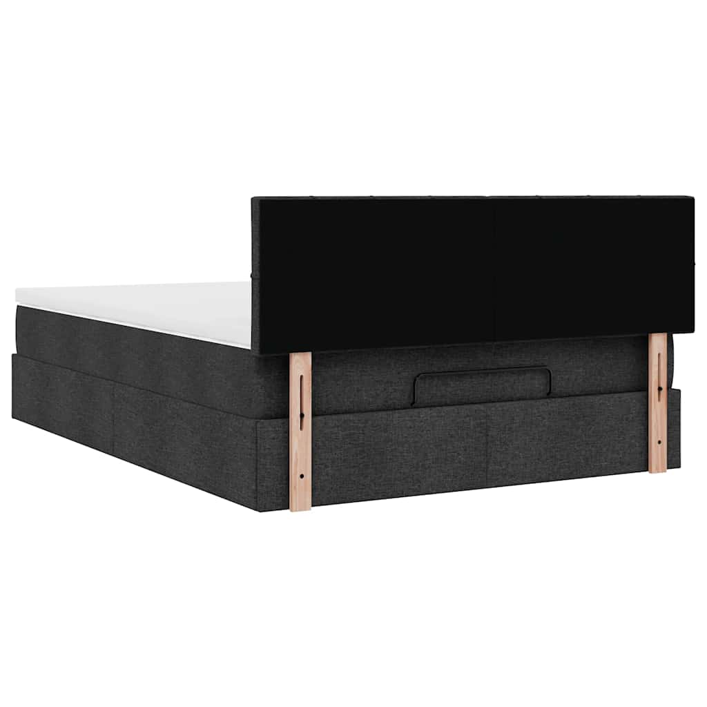 Lit ottoman avec matelas noir 140x190 cm tissu