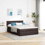 Lit ottoman avec matelas marron foncé 140x190 cm tissu