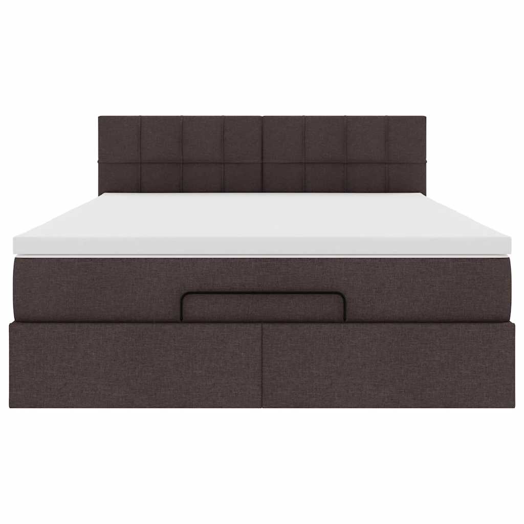 Lit ottoman avec matelas marron foncé 140x190 cm tissu