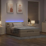 Lit ottoman avec matelas et LED crème 140x190 cm tissu