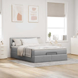 Cadre de lit ottoman et matelas gris clair 140x200 cm tissu