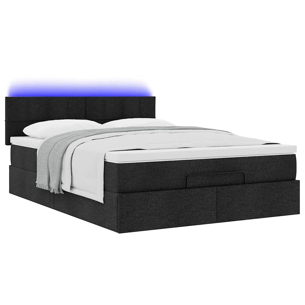 Ottoman bed with black mattress 140x200 cm fabric