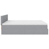 Lit ottoman avec matelas gris clair 160x200 cm tissu