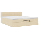 Cadre de lit ottoman avec matelas crème 160x200 cm tissu