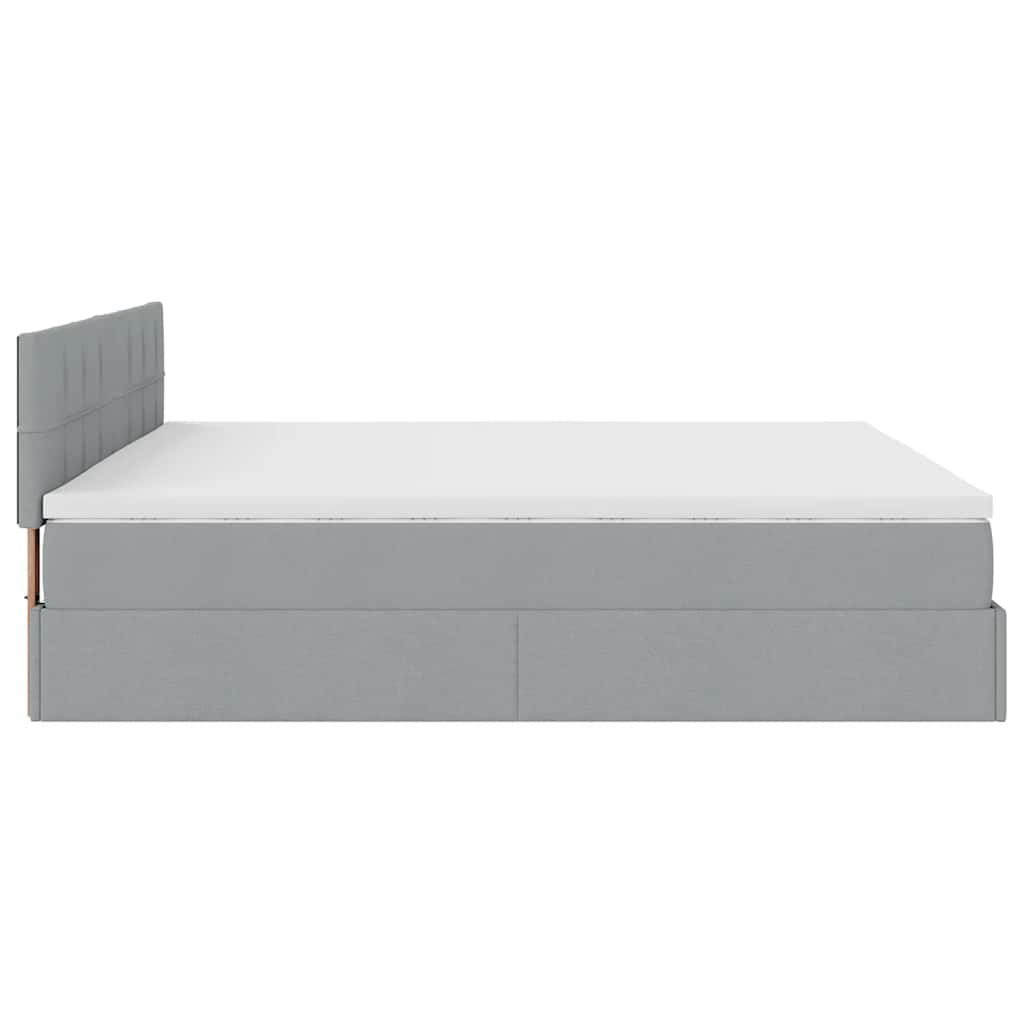 Cadre de lit ottoman et matelas gris clair 180x200 cm tissu