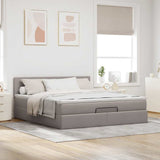 Cadre de lit ottoman avec matelas taupe 180x200 cm tissu