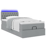 Cadre de lit ottoman avec matelas gris clair 80x200 cm tissu