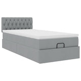 Cadre de lit ottoman avec matelas gris clair 80x200 cm tissu