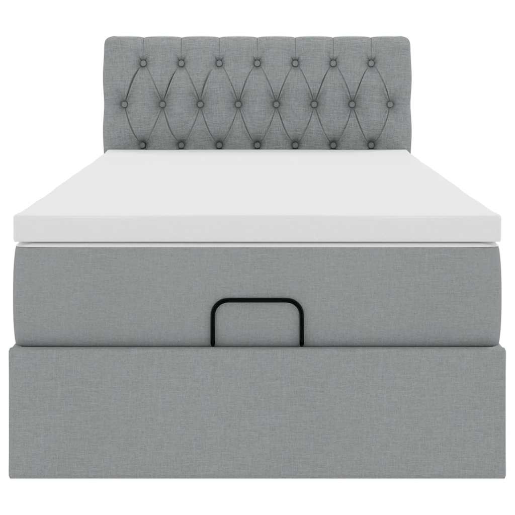 Cadre de lit ottoman avec matelas gris clair 80x200 cm tissu