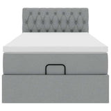 Cadre de lit ottoman avec matelas gris clair 80x200 cm tissu