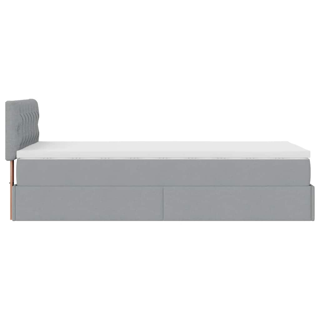 Cadre de lit ottoman avec matelas gris clair 80x200 cm tissu