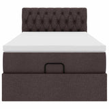 Cadre de lit ottoman avec matelas marron foncé 80x200 cm tissu